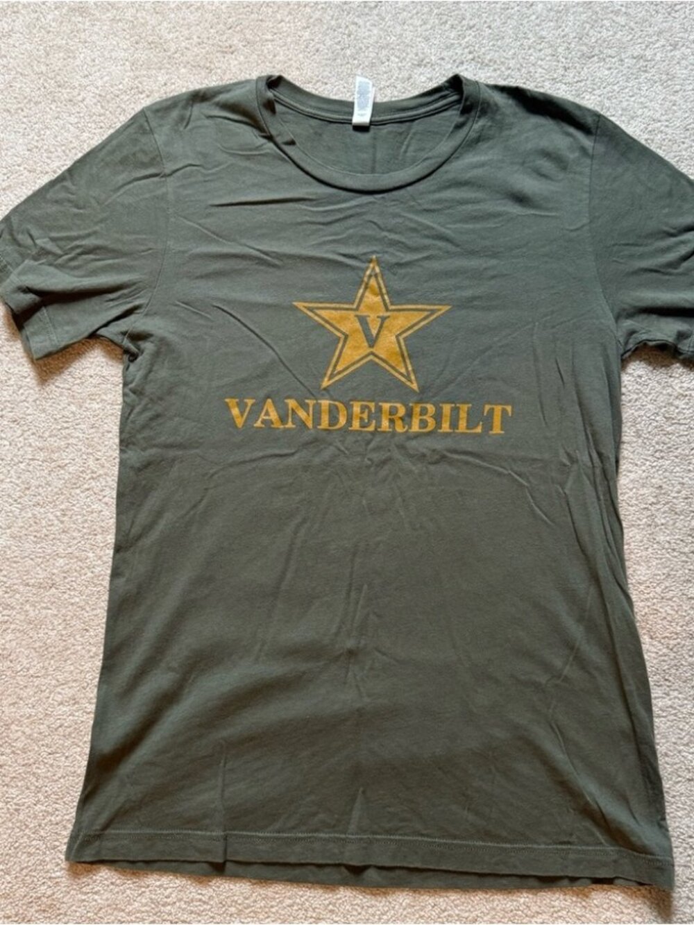 Army Green Tee with Gold Star Vanderbilt